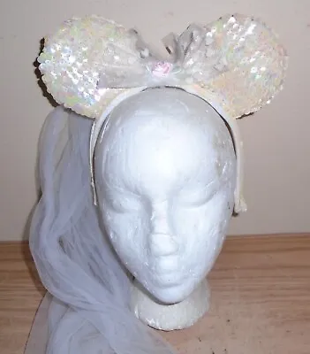 Disney Parks Mickey Mouse Wedding Veil Minnie Ears Bride Bow  Headband • $22