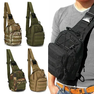 Mens Sling Backpack-Molle Tactical Military-Outdoor Travel Shoulder Chest Bag • £10.11