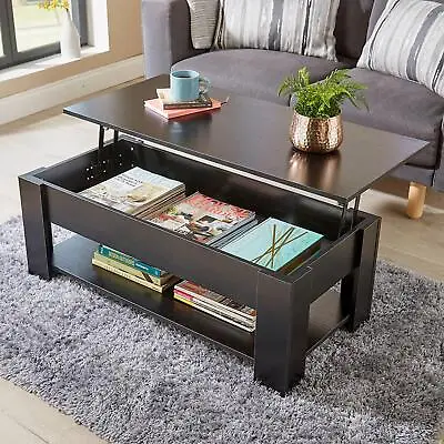 Orlando Lift Up Coffee Table With Storage Shelf Living Room • £59.99