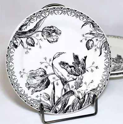 £14.31 • Buy Faiencerie De Gien Tulipes Noires Canape Plate Black White