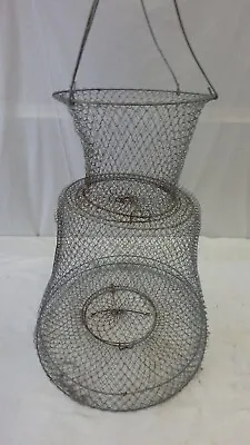 VTG LARGE Fishing Fish Keeper Net Live Bait-Collapsible Metal Wire Basket/Cage • $19.99