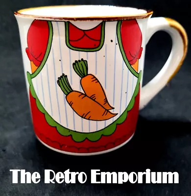 VINTAGE Mug WEBB Made In Korea RETRO Ceramic Coffee Mug Kitchen Apron Carrot • $5