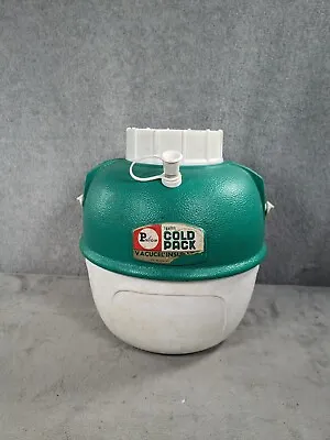 Vintage Poloron Cold Pack Cooler Water Jug Vacucel Insulated 1 Gal Green & White • $24.98