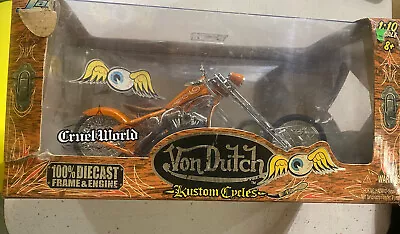 Jada Toys Von Dutch Kustom Cycles CRUEL WORLD 100% DIE-CAST ORANGE 1/10 Scale • $99.99