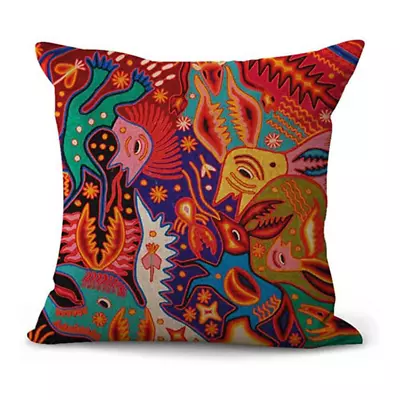 Retro Floral Mexican Style Pillow Covers Bohemia Trippy Geometric Cushion Case • $9.90