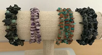 Mixed Semi Precious Stone Chip Nugget & Bead Memory Wire Bracelets • $7.47