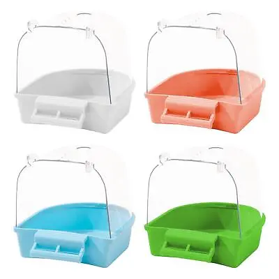 Pet Bird Bath Box Budgerigar Cockatiel Parakeets Caged Parrot Bathing Tub • £7.02