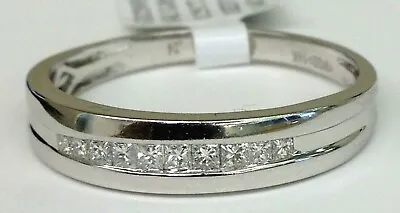 Clearance 14K White Gold .25 1/4 CT Diamond Wedding Ring Princess Channel Men  • $699.99