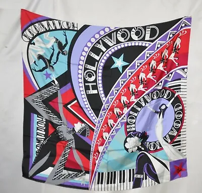 Bob Mackie Wearable Art Hollywood Printed Silk Scarf W/Gift Box --Black Multi • $18.19