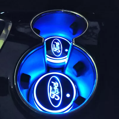 Interior Cup Holder Coaster Accessories 7-Color LED Atmosphere Lights For Ford • $13.15