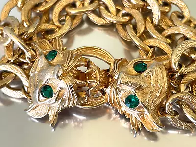 Vintage Signed VENDOME Goldtone Wildcat Bracelet • $49.99