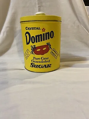 Vintage Domino Sugar Yellow Metal Canister Collector Tin Farmhouse Decor Nice • $21.99