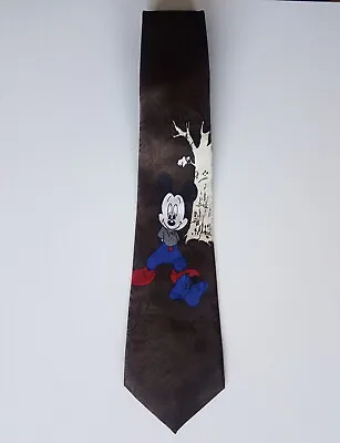 1960s Vintage Mickey Mouse Necktie Neck Tie Brown Color Brand Simon Rarer Design • $14.25