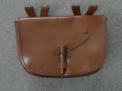 Handmade Medieval Brown Leather Belt Bag Wooden Pin Reenactment Costume Larp • £15