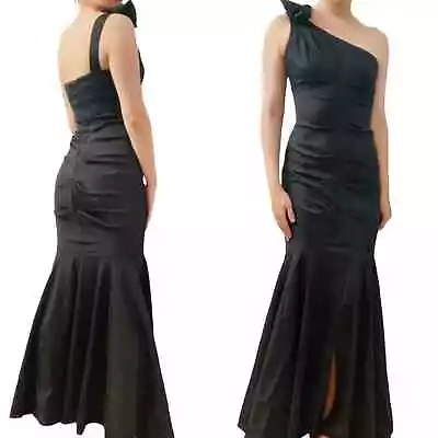 Xscape Dress Long Formal Black Prom Ruffle Mermaid Fitted One Shoulder 6 Small • $100