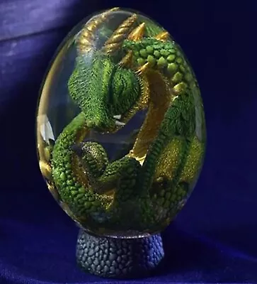 Crystal Dragon Egg Lava Dinosaur Egg Statue - Green • $19.99