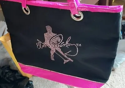 Elvis Presley Novelty  Black W/Pink Trim Handbag Purse In Very Good Condition.. • $8