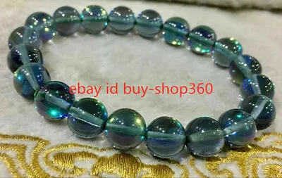 Natural 6/8/10/12mm Gleamy Rainbow Moonstone Round Gemstone Beads Bracelet 7.5'' • $2.84