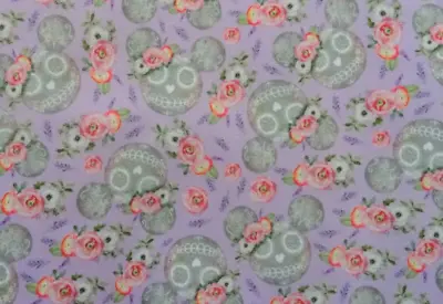Disney Mickey Mouse Sugar Skull Mouse Ears Halloween Cotton Fabric 59 Inch Width • $10.09