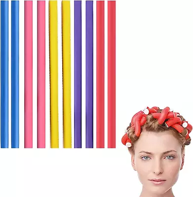 10Pcs Flexi Rods For HairCurlers Rollers Long And Short Hair Heatless Magic For • £5.96