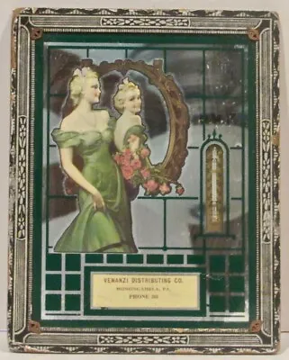 BEER ADVERTISING MIRRORED THERMOMETER VENANZI DISTRIBUTING MONONGAHELA PA 1930s • $59.95