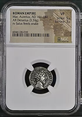 Roman Empire - Marcus Aurelius - AD 161-180 - Silver Denarius - NGC VF - RIC:216 • £185