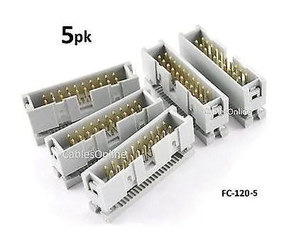 5-PACK 20-Pin Male IDC Flat Ribbon Cable Box Header Connectors FC-120-5 • $10.50