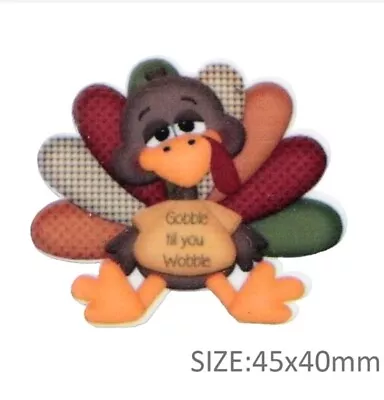 5 Pc Planar Resin Hair Bow Center WHOLESALE 1118819 Turkey Gobble Thanksgiving • $2.25