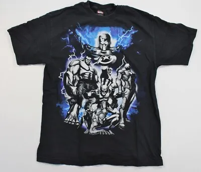 Marvel Comics Large Mens Black Captain America Spiderman Magneto Y2K Shirt • $6.80