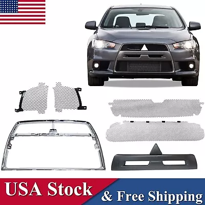 For 2008-2015 Lancer Evolution Front Bumper Panel Grille Molding Frame Chrome 6x • $153.68