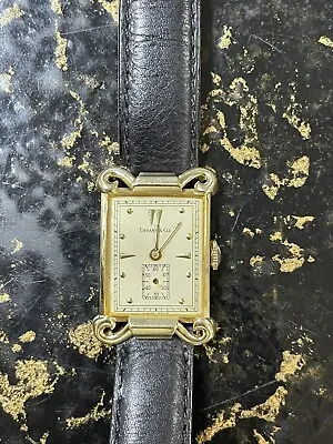 Tiffany 14k Yellow Gold Mid Century Mustache Mechanical Vintage Wrist Watch • $699.99