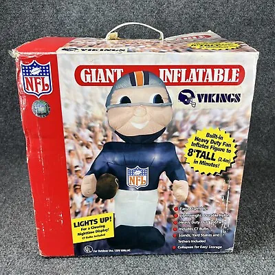 NEW 2001 Gemmy NFL Vikings Giant Inflatable 8 FT Lights Up Football Player Huge • $274.97