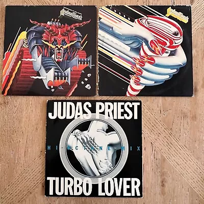 JUDAS PRIEST Defenders Of The Faith 39219/TURBO Lover Hi-Octane Mix LP LOT Exc • $44.99