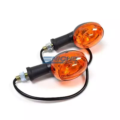 Universal Motorcycle Turn Signal Set Rubber Stem DOT E Mark 12 Volt Black Amber • $32.20