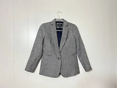 J.Crew Parke Blazer Herringbone Gray British Moon Cloth Wool Size 2P • $74.98