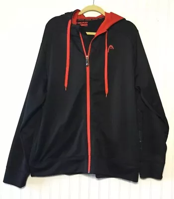 HEAD Men’s Full Zip Size X Large Black Red Polyester Hoodie Jacket • $17