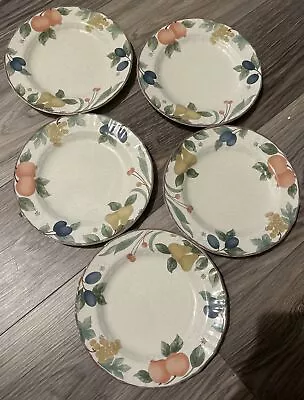 5 Mikasa Fruit Panorama Country Classics Round Salad Plates 8.25  DC014 EUC • $20