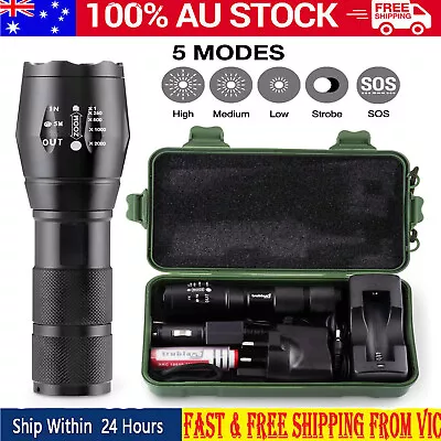 T6 Tactical Military LED Flashlight Torch Zoom Able 5 Mode AAA Lamp Torch Black • $25.99