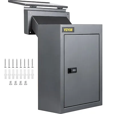 VEVOR Through-The-Door Locking Drop Box Door Drop Box 11.8''x4.3''x14.2'' Grey • $64.59