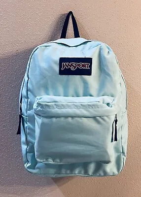 Jansport Backpack Aqua Blue Large 16.5x13x8.25” Book Bag Superbreak Lightweight • £26.60