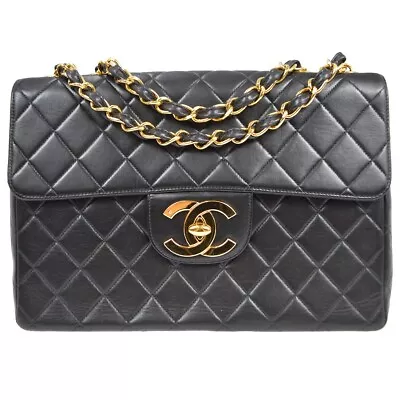 Chanel Black Lambskin Classic Flap Jumbo Shoulder Bag 59887 • £3890.10