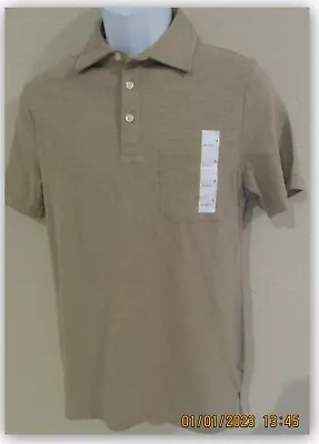 Men's Polo Shirt Cotton Jersey Pocket Short Sleeve No Roll Collar FRIENDLY TAN • $13.42