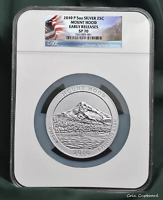 2010 - Mount Hood -Early Releases - 5oz Silver SP70 Grade Flag Label • $379