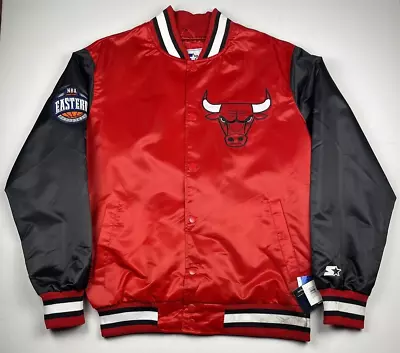 Starter Mens NBA Chicago Bulls Satin Jacket Size Large NWT Has Stains Read Below • $114.99