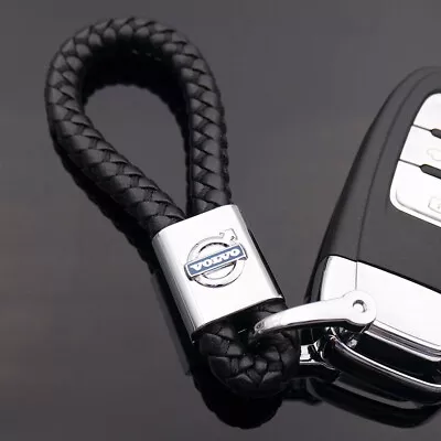 Volvo Logo Emblem Key Chain Ring BV Calf Leather Style Gift Accessories Black • $9.99