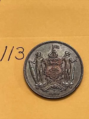 1889 H British North Borneo One Cent Beautiful Coin • $75