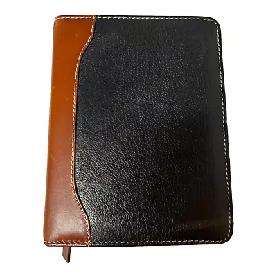 Franklin Quest Covey Black Brown Top-Grain Leather Compact Planner 6-ring Insert • $34.99