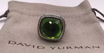 David Yurman 925 Silver 17mm ALBION Ring Peridot & Diamonds Size 8 • $220