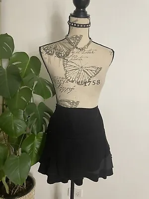 Fairy 90s Grunge Goth Black Frilly Layered Mini Skirt S • $20