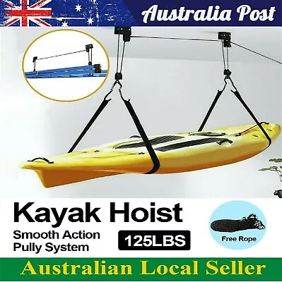 Kayak Hoist Lift Garage Storage Canoe Hoists 125 Lb Capacity Mounting Brackets • $56.99